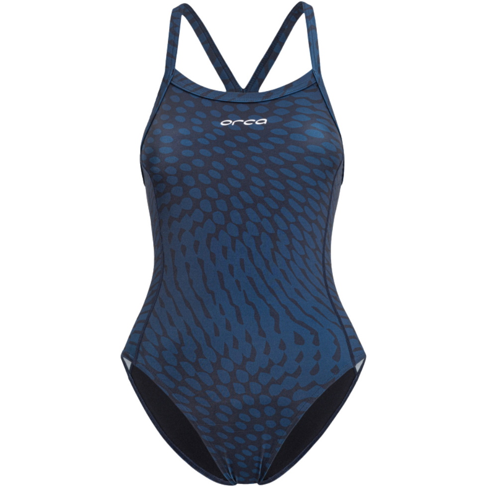 2025 Orca Womens Core One Piece Thin Strap Swimsuit MS53 - Deep Blue Print